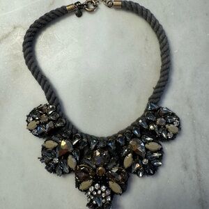 J. Crew Black and Gold Floral Necklace